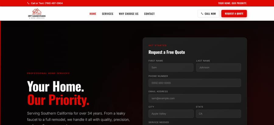 JRT Handyman website redesign