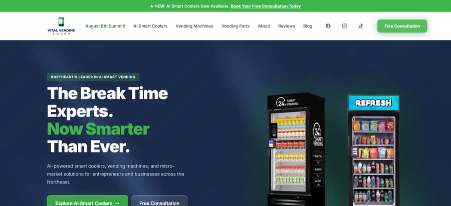 Vital Vending Sales website redesign